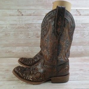 Corral Boots Womens 8.5 Cognac Python Pull On Boots Limited Edition Western *